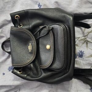 Coach Black Pebble Leather Backpack